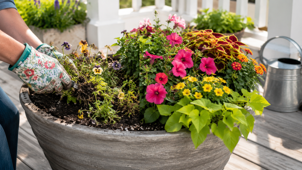 Spring Container Lifetime How to Refresh Tired Spring Containers for Summer Color - The Country Barn